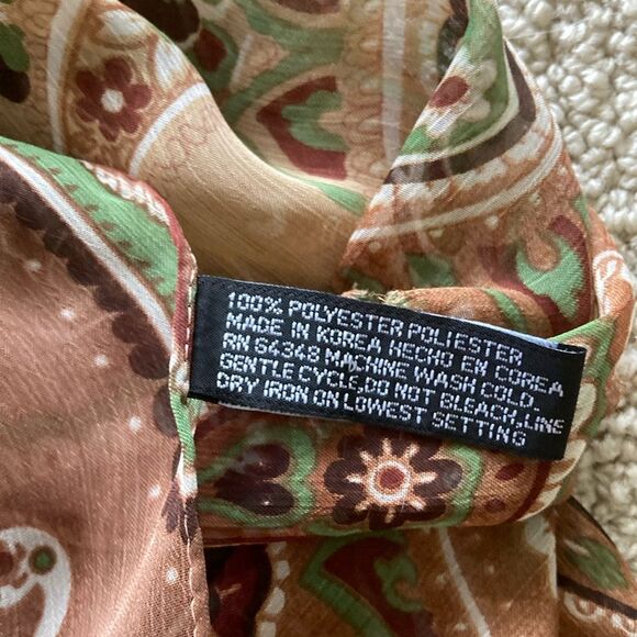 Chico’s Silken Scarf Sheer Patterned Paisley Business Professional FLAW - Picture 5 of 6